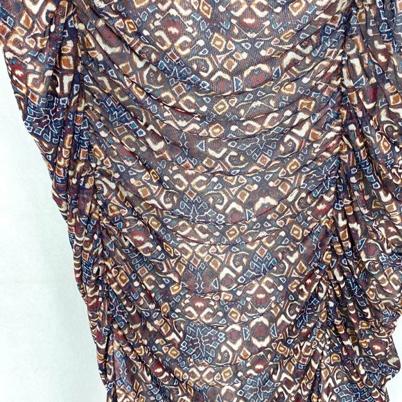 NY Collection Dress Plus Size Women Purple Paisley Gathered Double Slits - Picture 3 of 8